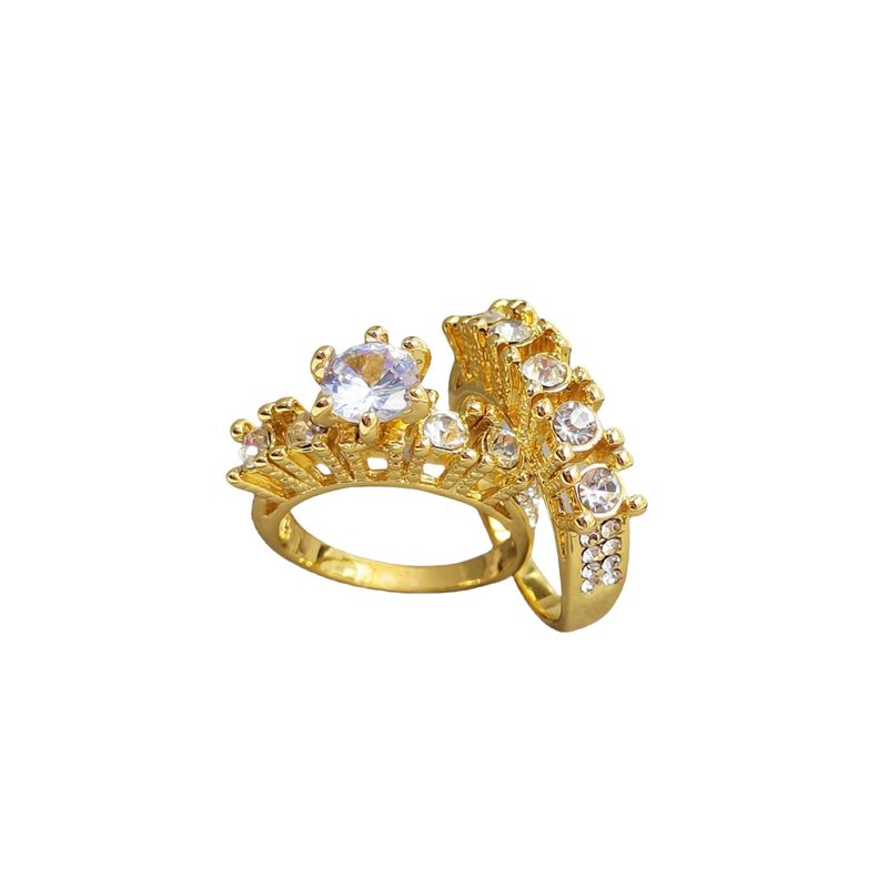 Full Diamond Double Layer Set For Women Couples Creative Fashion Jewelry Engagement Rings_voghion.com
