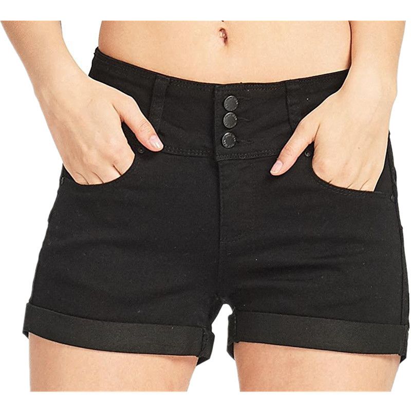 Damenbekleidung Neuer Stil 5 Farben 6 Größen Taille Denim Elastische Farbe Stoff Shorts Hot Pants_voghion.com