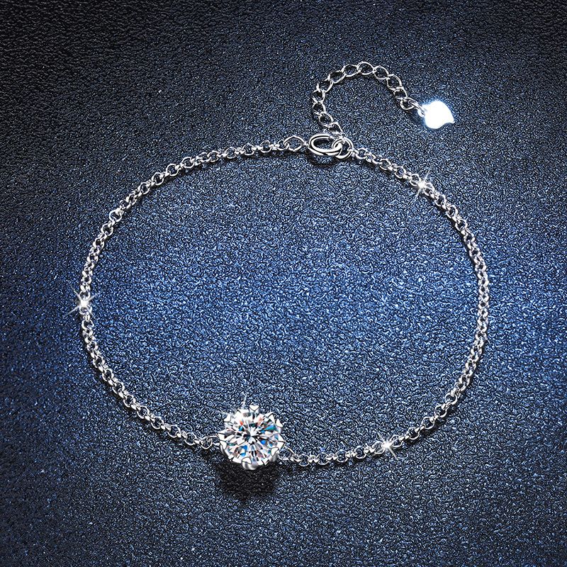 Snowflake Bracelet For Women, Silver Hexagram Moissanite One Carat Bracelet, Exquisite Craftsmanship Quality_voghion.com