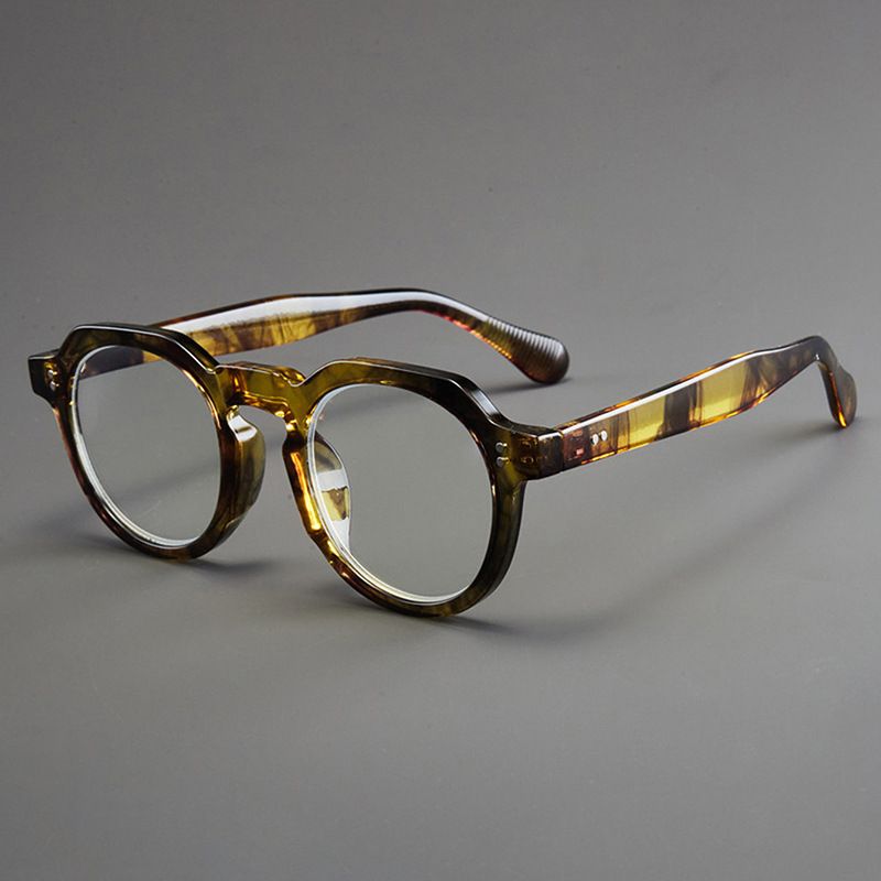 Fashion Round Frame Jelly Bag Flower Jade Feel Rice Nail Anti-Blue Light Nerd Fresh Style Non-Prescription Glasses_voghion.com