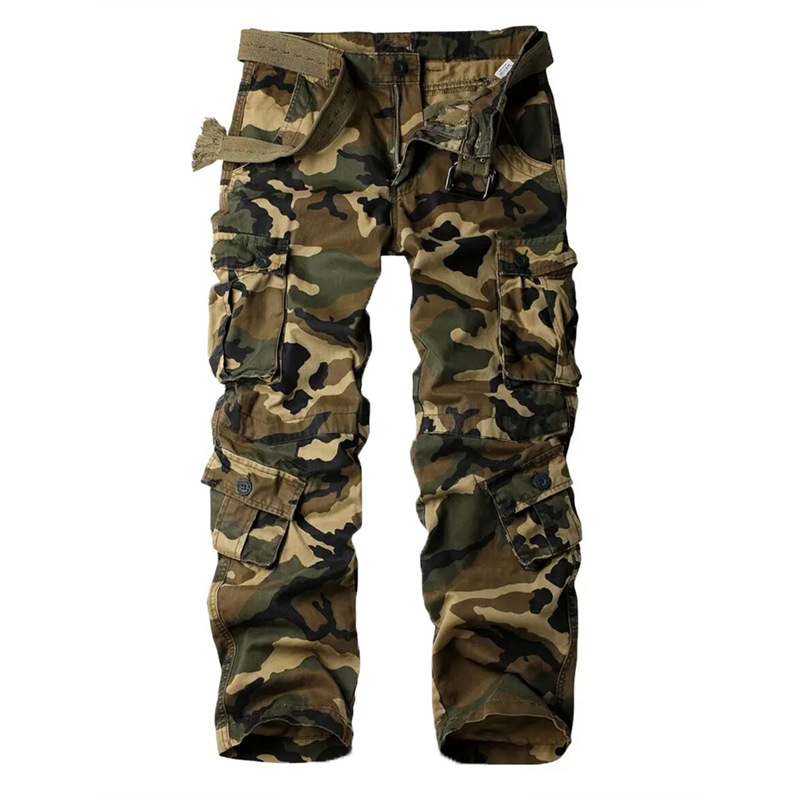 Pantaloni cargo mimetici in cotone da uomo Pantaloni casual larghi a gamba dritta Pantaloni da indossare da uomo_voghion.com