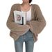 Abbigliamento donna autunno e inverno signore maglione lavorato a maglia ago spesso manica a pipistrello maglione cardigan giacca donna_voghion.com