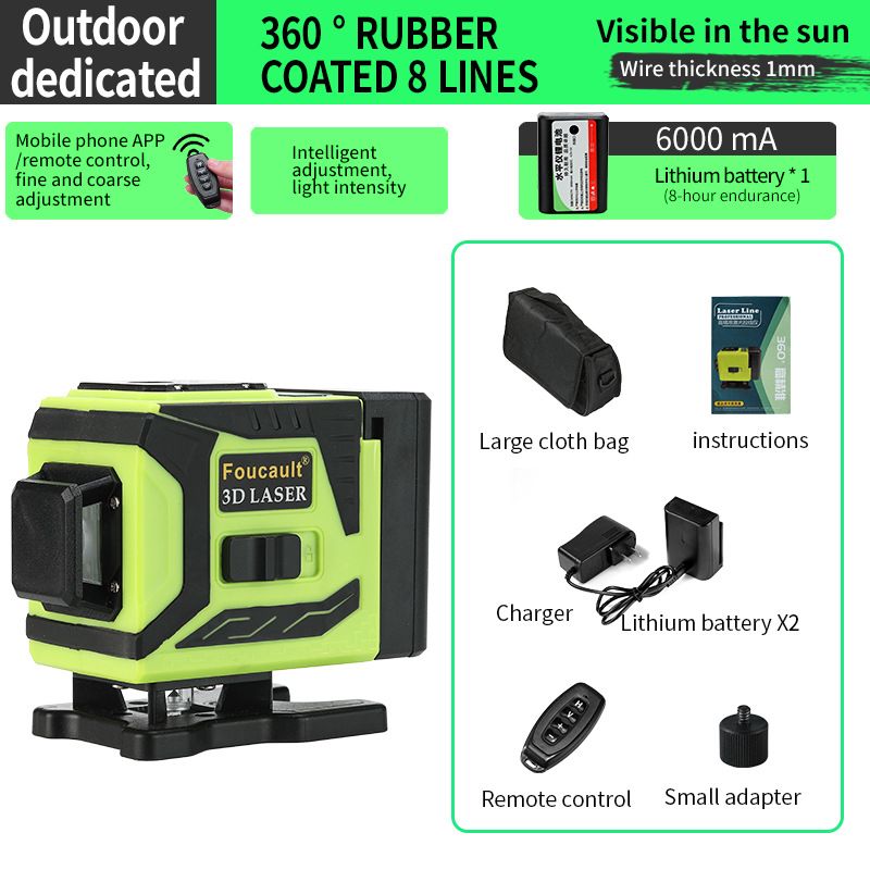 Self-Leveling Green Beam Laser Level – Compact Cross-Line Laser For Indoor/Outdoor Use, High Visibility In Bright Light, 360° Magnetic Base_voghion.com