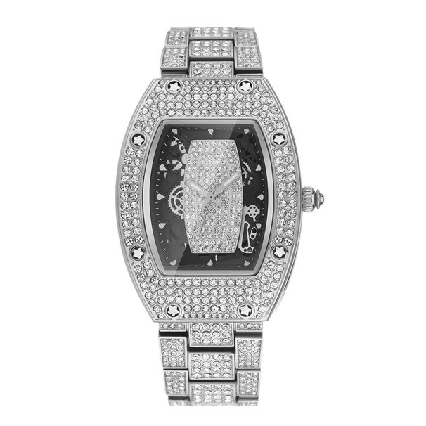 Orologi da uomo e da donna al quarzo con diamanti, stile street hip hop, a forma di barile_voghion.com