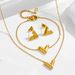 New Jewelry Stainless Steel V Letter Necklace Non-Fading Gold Bracelet Earrings Women's Set T Brand Light Luxury_voghion.com