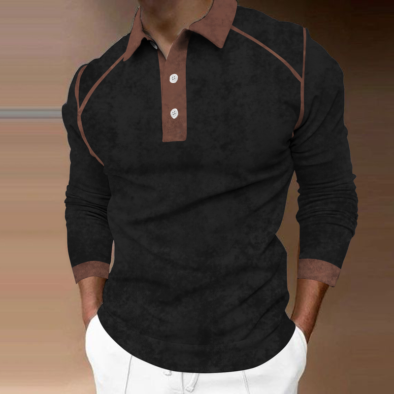 Ny mode poloskjorte til mænd med langærmet button-down mode med bogstavet K-serien Poloshirt_voghion.com