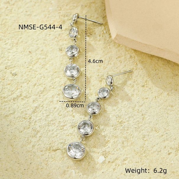 Orecchini pendenti eleganti con nappe lunghe e zirconi da donna, orecchini pendenti in acciaio inossidabile, orecchini retrò chic, orecchini leggeri e lussuosi con nappe lunghe_voghion.com