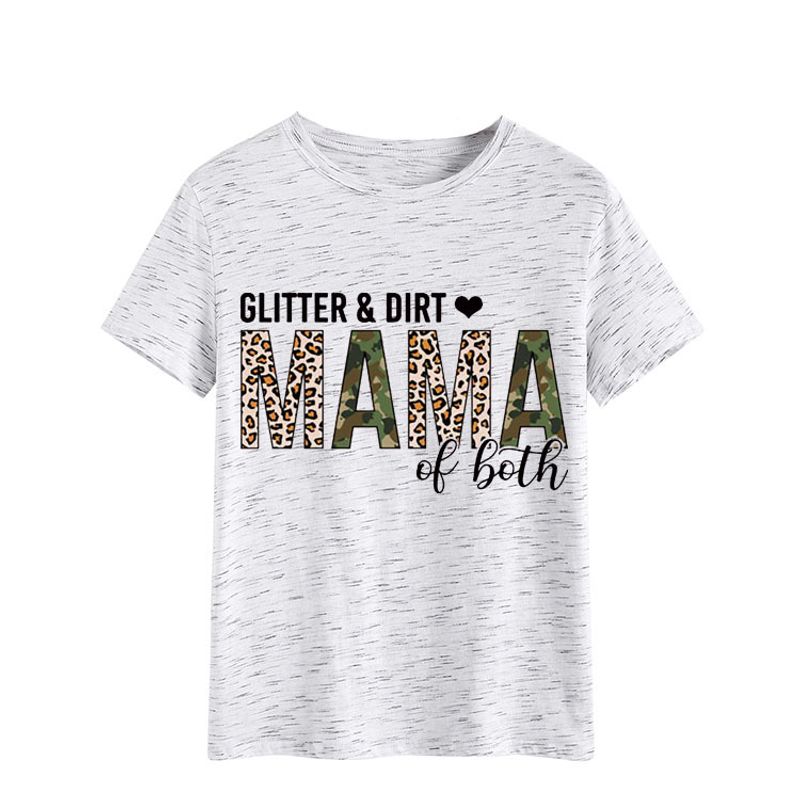 Solid Color Round Neck Letter Print Casual T-Shirt_voghion.com