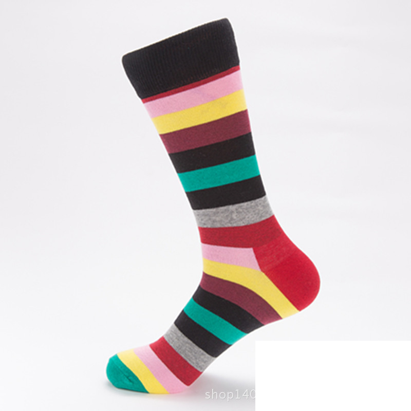 Men's socks Happy casual striped socks Cotton socks street trend tube socks_voghion.com