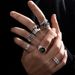 New Personality For Men, Ins Punk Skull Head Ghost Claw Number 8 Poker 6-Piece Set Index Finger Ring_voghion.com