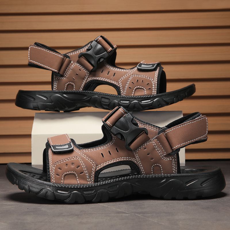 Sandals Men Summer Outdoor Casual Breathable Slippers Non-slip Wear-resistant Sporty Slippers Comfortable Light Hiking Shoes_voghion.com