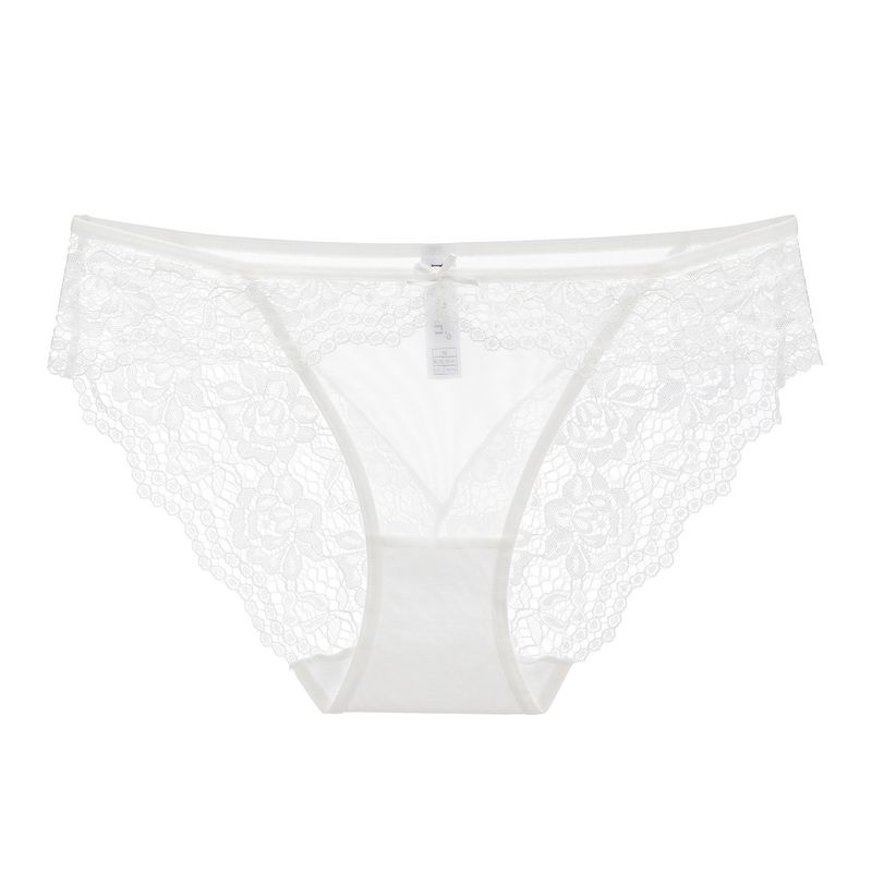 Sexy ultradünne Mesh-Spitze-Baumwoll-Wickel-Hüft-Niedrigtaile drei Höschen_voghion.com