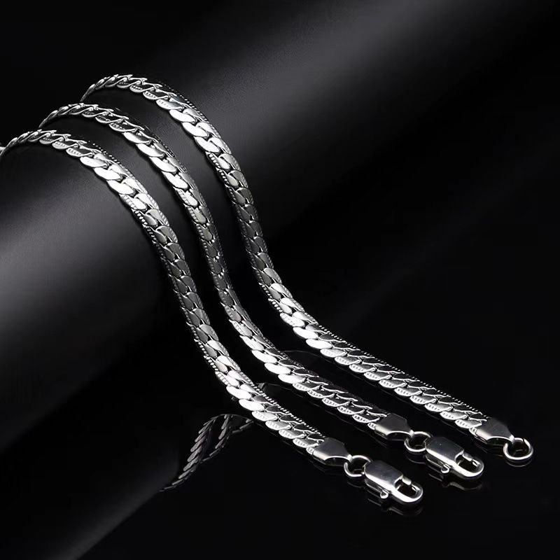 Titanium NK Bracelet Pushed Dense Emed Cuban Hip-Hop Stainless Steel Men's Necklace Trendy Jewelry Chain_voghion.com