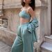 Women's Clothing Single Breasted Long Sleeved Shirt High Waist Straight Trousers Suit_voghion.com