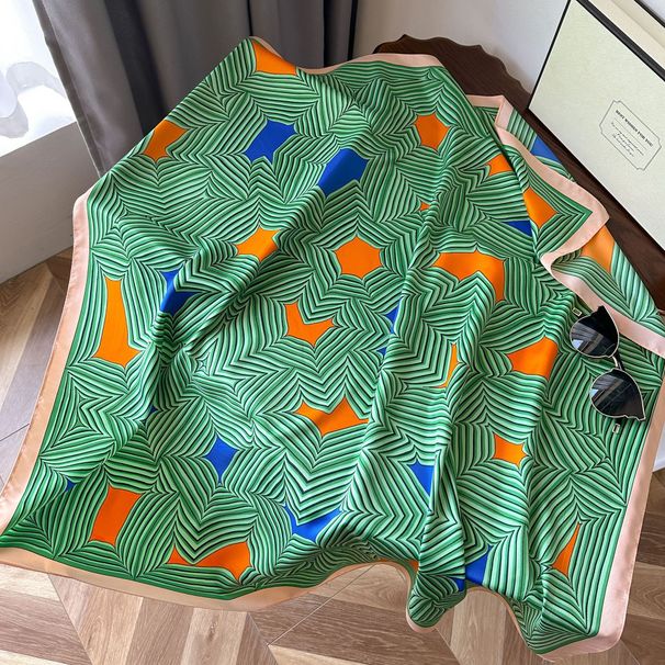 Sciarpa quadrata a righe nuova autunno 2023 da donna, edizione coreana, fascia per capelli in seta stampata, scialle con protezione solare_voghion.com