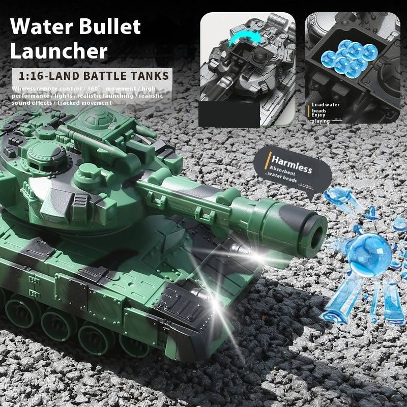 6CH/12CH RC Water Bullet Tank Toy – Military Crawler With Shooting Function, Rechargeable Battery & 3 Camo Colors (Green/Desert/Silver)_voghion.com