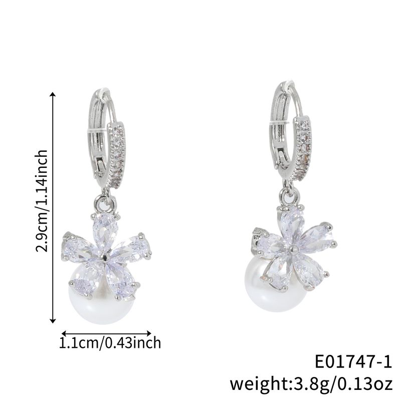 Lilac Flower Earrings - Pear Shaped Zircon Drop Earrings (18K Rose Gold Plated, Light Luxury）_voghion.com