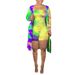 INS New Casual Home Sexy Tie-Dye Jumpsuit Long Sleeve Cardigan Two-Piece Set For Women_voghion.com