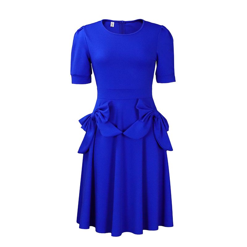 Robe à manches courtes pour femmes, grande taille, mode tempérament, élégante, couleur unie_voghion.com