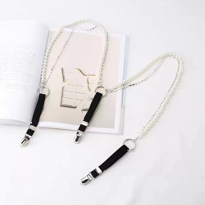 New Pearl Chain Fashion Versatile Elastic Elastic Strap Clip Chain Korean High Appearance Elastic Strap_voghion.com