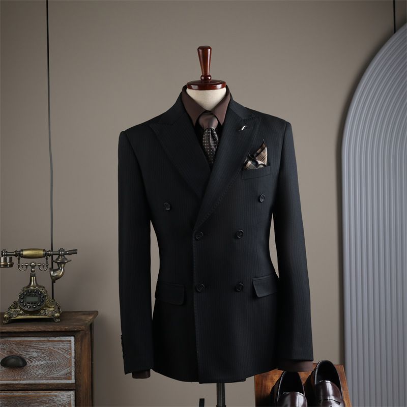 Herrenbekleidung Gestreifter Anzug Businessanzug Gestreifter Anzug Set Business Formelle Kleidung Bräutigam Hochzeitsanzug Blazer Slim Fit Smoking mit Weste Optionen_voghion.com