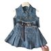 Mother & Kids New Spring And Summer Girls' Suits, Denim Vests And Skirts, Two Piece Sets, Cute Baby Girl Suits With Belts_voghion.com