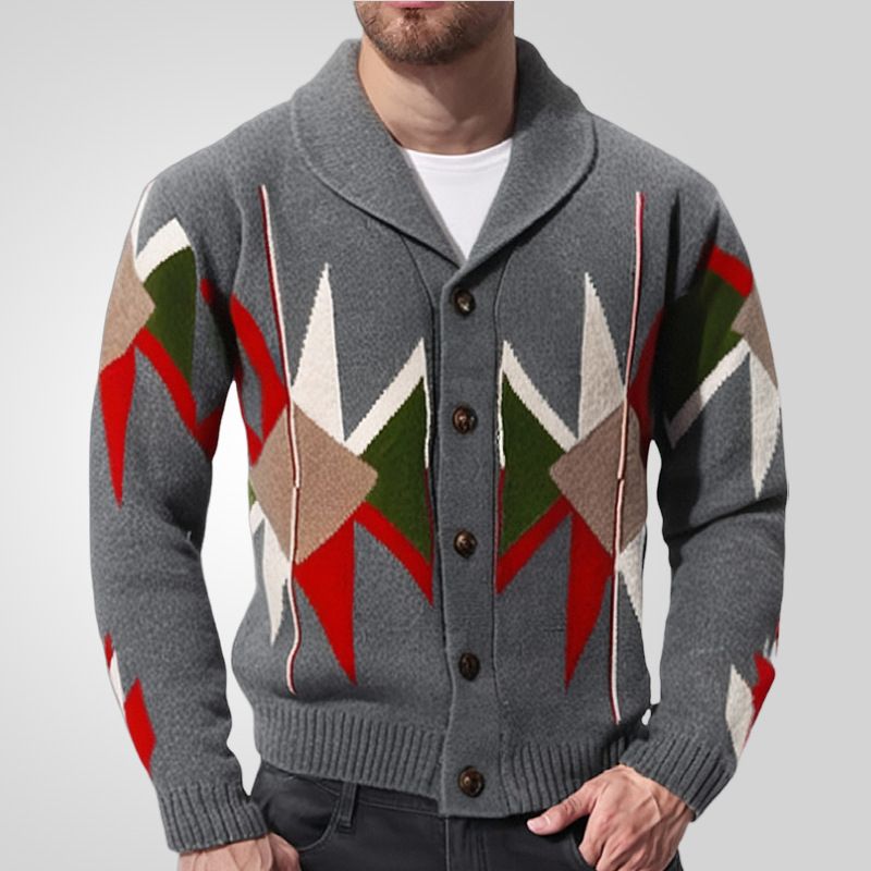 Robuster Jacquardpullover für Herren im Herbst und Winter mit dickem Kragen und Strickjacke SY0137_voghion.com