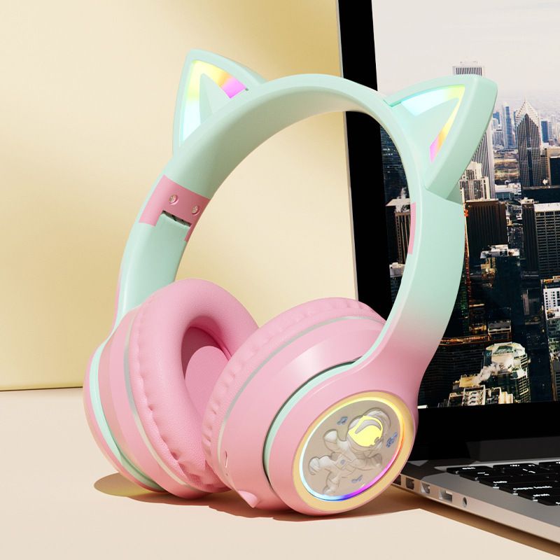 2024 Neue Raumkapsel mit Katzenohren (gedämpftes Brot in Katzenohrform), leuchtendes Bluetooth-Headset für Handyspiele_voghion.com
