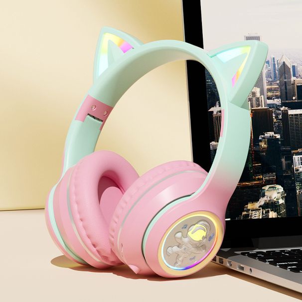 2024 Neue Raumkapsel mit Katzenohren (gedämpftes Brot in Katzenohrform), leuchtendes Bluetooth-Headset für Handyspiele_voghion.com