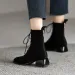 Lace Up Martin Boots: Winter Trendy Retro Versatile Square Toe High Heel Boots, Black/Green, 2024 Collection, Free_voghion.com