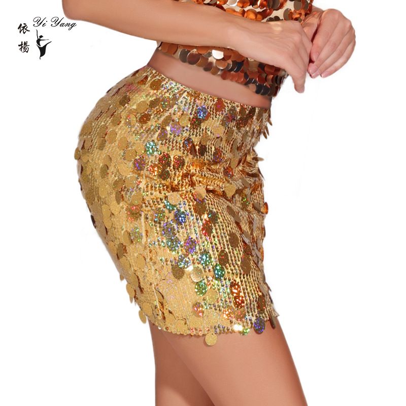 Parıltılı Moda Kısa Seksi Parti Sahne Çantası Kalça İnceltici Boncuk Caz Mini Etek_voghion.com