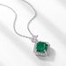 Négyzet alakú, művelésű smaragd medál S925 ezüstből, teljes berakásos, ragyogó színű drágakő medál lámpával, luxus_voghion.com