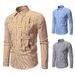 Minimalist Striped Woven Shirt For Men - Slim Fit Casual Button-Up With Subtle Texture (S-2xl, Polyester, All-Season Wear)_voghion.com