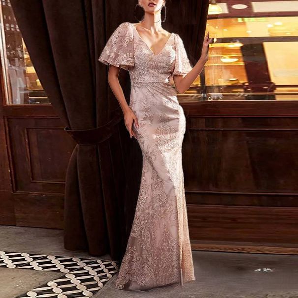 Naiste riided Käsitsi tikitud kleit Kevadine ja Suvine Uus Suure suurusega pidu_voghion.com