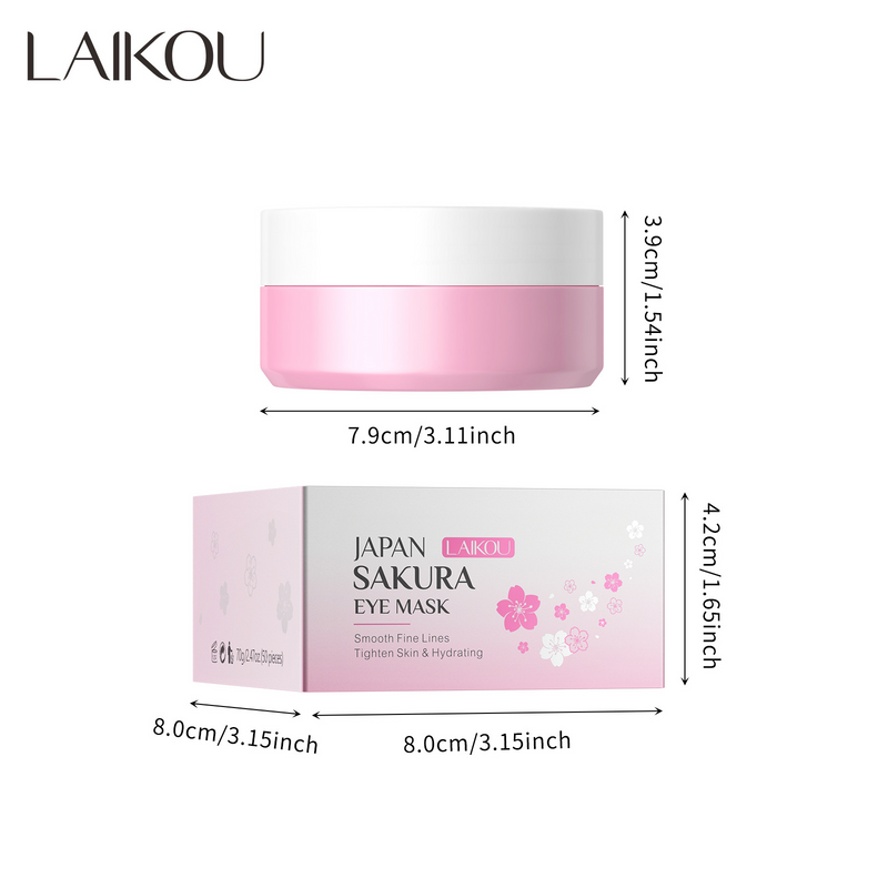 LAIKOU Sakura atjauninanti akių kaukė 50 vnt. Drėkinamoji akių priežiūra Odos priežiūra_voghion.com