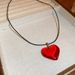 Collana con ciondolo in vetro rosso con scritta "Love", semplice e personalizzata, nuova e versatile, per donne._voghion.com