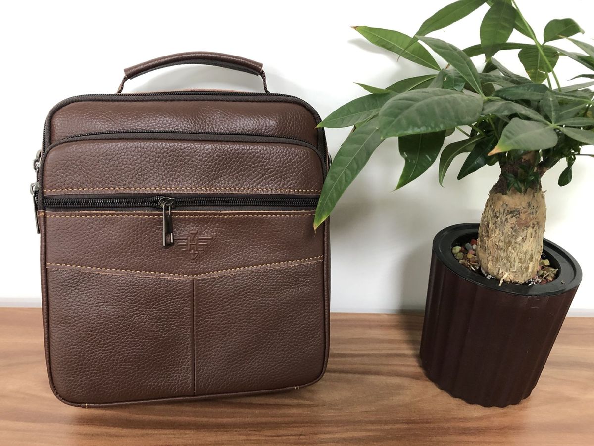 Borsa a tracolla semplice da uomo, piccola, casual, alla moda, in vera pelle_voghion.com