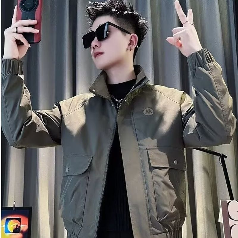 New high street design with a niche lapel jacket for men, retro loose and versatile trendy casual jacket_voghion.com