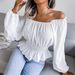 Ins Style Herbst Winter Neue Sexy Off-Shoulder Rüschen Saum Chiffon Bluse frauen Mode_voghion.com