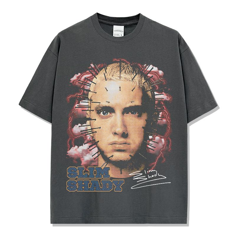 Men's Clothing Retro Printed Short Sleeved T Shirt Washed And Distressed Long Sleeved Loose Hooded Sweatshirt_voghion.com