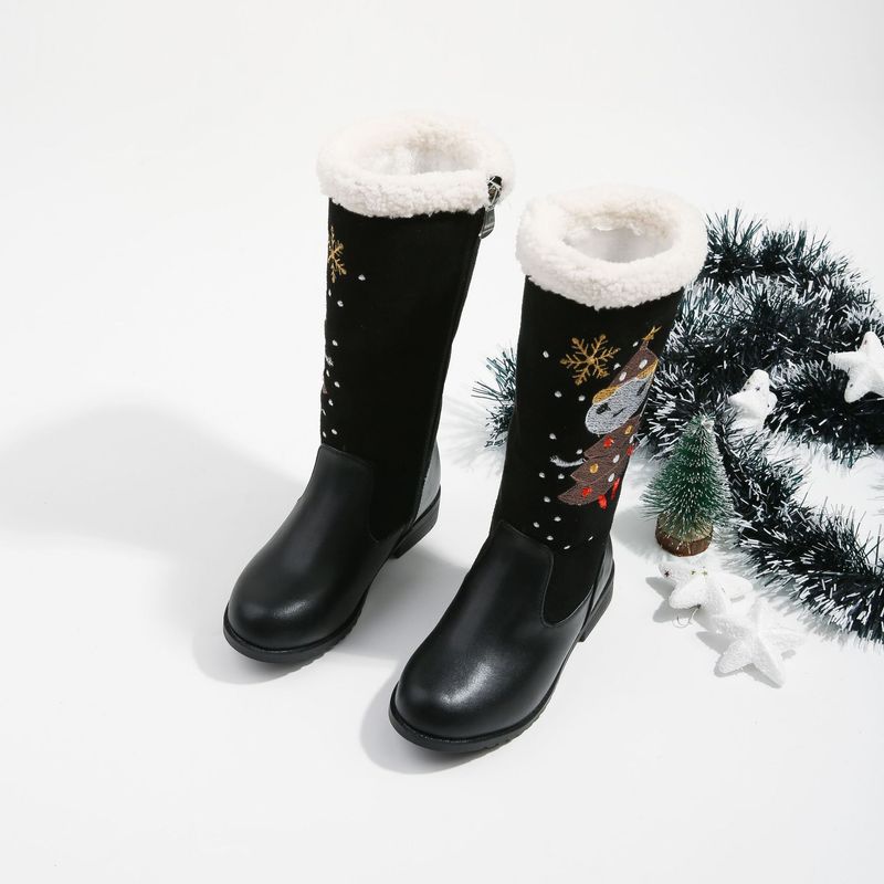 Kids' shoes Girls long cotton boots winter new children's plus velvet warm snow boots little girl princess boots high boots_voghion.com