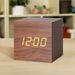 LED Creative Voice-Controlled Digital Electronic Alarm Silent Student Night Light Bedside Square Cute Wooden Clock_voghion.com