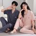 Couple's Pure Cotton Pajama Set | Basic Short Sleeved+long Pants Matching Loose Cardigan Suitable For Three Seasons, Youthful And Casual Style_voghion.com