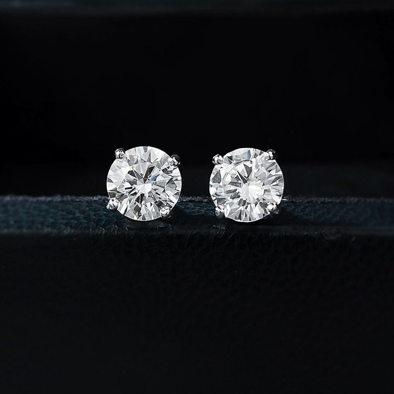Mujing Jewelry S Silver One Carat Classic Round Cut Simulated Diamond Fashion Versatile Earrings For Women_voghion.com