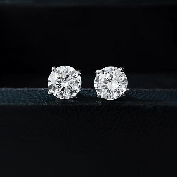 Mujing Jewelry S Silver One Carat Classic Round Cut Simulated Diamond Fashion Versatile Earrings For Women_voghion.com