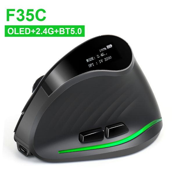 Mouse ergonomico verticale wireless Lefon F35C Bluetooth 4000 DPI 7 pulsanti con OLED Mouse da gioco programmabile per PC_voghion.com