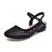 Women's Sandals 2024 Summer New Style Closed Toe Sandals With Hollow Back Mesh Hot Diamond One Strap Flat Shoes With Hollow Side Loafers_voghion.com