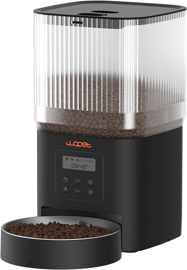 WOPET Futterautomat Katze 4L- Katzenfutter Automat 180 Tage Akkulaufzeit (1-6 Mahlzeiten/Tag, Trockenfutter) Futterspender Für Katzen/Hunde, Edelsta_voghion.com