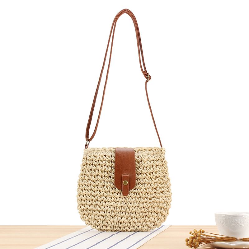 Borse da donna Un pezzo di nuova borsa piccola intrecciata in corda di carta per vacanze al mare, borsa a tracolla per fotografia in spiaggia, borsa a tracolla versatile in stile foresta_voghion.com