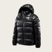 Unisex Black Shiny Puffer Jacket With Hood - Fleece Lined, Oversized Fit, Winter Warm Coat For Men And Women_voghion.com